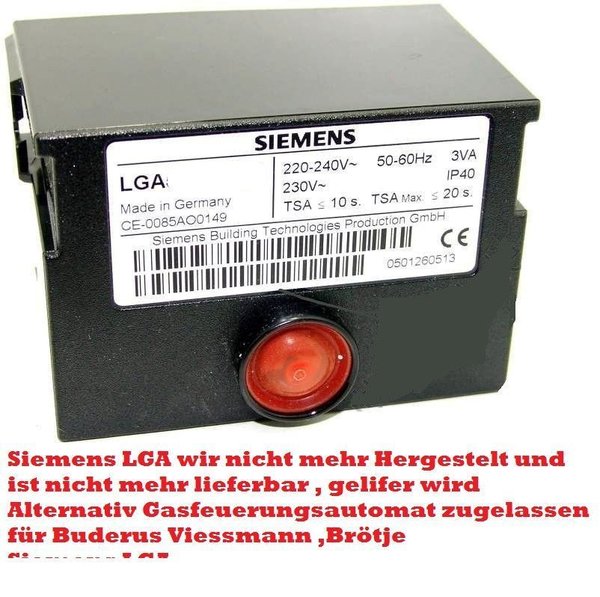 ERSATZ für  LGA 52.171 B27 Siemens  Viessmann , Buderus, Brötje